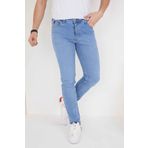wanted Erkek Açık Mavi Düz Slim Fit Likralı Düz Paça Kot Pantolon