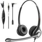 Wantek Mikrofonlu 602F Kulaklıklar, Gürültü Önleyici Mikrofonlu ve 3.5 mm Jaklı (2,5 mm Adaptör dahil) PC Bilgisayar Dizüstü Akıllı Telefonlar için Çağrı Merkezi Çevrimiçi Toplantılar