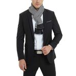 WANYING Erkekler için suni ipekten ipek şal ilkbahar sonbahar çift taraflı erkek şalı gündelik iş, 01 Houndstooth Pattern siyah beyaz, 170 × 30 cm
