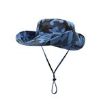 WANYING Kadın Erkek Dış Mekan Güneş Koruması Kova Şapka Balıkçı Şapkası Pamuk Two Way to Wear Baş Çevresi için 55-62 cm Kamuflaj, Mavi Kamuflaj B, 55-62