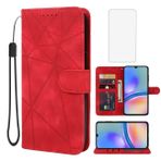 Wanyuexes Galaxy A05S Kılıfı için Kılıf, Samsung A05S SM-A057F Temperli Cam Ekran Koruyucu Cüzdan Kılıf, Cilt Hissi PU Deri Kapaklı Kredi Kartı Tutucu Standı Telefon Kılıfı Samsung Galaxy A05S Kırmızı
