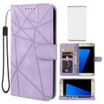 Wanyuexes Galaxy S7 Edge için Kılıf, Samsung S7 Edge SM-G935A Temperli Cam Ekran Koruyuculu Cüzdan Kılıf, PU Deri Kapaklı Kredi Kartı Tutucu Standı Samsung Galaxy S7 Edge için Telefon Kılıfı Mor