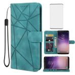 Wanyuexes Galaxy S8 Kılıfı için Kılıf, Samsung S8 SM-G950U Temperli Cam Ekran Koruyuculu Cüzdan Kılıf, Cilt Hissi PU Deri Kapaklı Kredi Kartı Tutucu Standı Samsung Galaxy S8 için Telefon Kılıfı Yeşil
