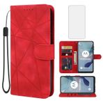 Wanyuexes Moto G23/Moto G13/Moto G53/G53J/G53Y XT2333-1 için Kılıf Temperli Cam Ekran Koruyuculu Cüzdan Kılıf, Deri Kapaklı Kredi Kartı Tutucu Standı Motorola Moto G53 için Telefon Kılıfı Kırmızı