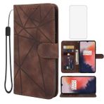 Wanyuexes OnePlus 7T Kılıf Kılıf, HD1907 Temperli Cam Ekran Koruyucu Cüzdan Kılıf, Cilt Hissi PU Deri Kapaklı Folyo Kredi Kartı Tutucu Stand Telefon Kılıfı OnePlus 7T Kahverengi