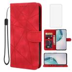 Wanyuexes OnePlus Nord N10 5G için Kılıf, OnePlus N10 5G BE2029 Temperli Cam Ekran Koruyuculu Cüzdan Kılıf, Deri Kapaklı Kredi Kartı Tutucu Standı Telefon Kılıfı OnePlus Nord N10 5G için Kırmızı
