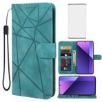 Wanyuexes Redmi Note 13 Pro+ 5G/Note 13 Pro Plus 5G Cüzdan Kılıfı Temperli Cam Ekran Koruyucu, Deri Kapaklı Kredi Kartı Tutucu Standı Telefon Kılıfı Xiaomi Redmi Note 13 Pro+ 5G Yeşil