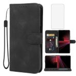 Wanyuexes Xperia 1 III için Kılıf, Sony 1III 5G XQ-BC72 Temperli Cam Ekran Koruyuculu Cüzdan Kılıf, Cilt Hissi PU Deri Kapaklı Kredi Kartı Tutucu Standı Sony Xperia 1 III için Telefon Kılıfı Siyah