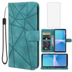 Wanyuexes Xperia 10 III/Xperia 10 III Lite/Sony 10 III SO-52B için Kılıf Temperli Cam Ekran Koruyuculu Cüzdan Kılıf, Deri Kapaklı Kredi Kartı Tutucu Standı Sony Xperia 10 III için Telefon Kılıfı Yeşil