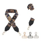 WAOCEO Omuz Askısı Çanta Askısı 5 cm Ekstra Geniş Jakarlı Dokuma Değiştirilebilir Saplı Tek Çanta Kumaş Crossbody Omuz Askısı Zincir Kemer: (Renk: KE155-A6-P1, Boyut: Açık Altın Toka)