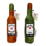 WaowPets Animal Products Bottle Toy, Köpek Oyuncağı, Kedi Oyuncağı, Peluş Oyuncak (Kahverengi - Yeşil)