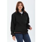 WAPP Kadın Oversize Su Geçirmez Siyah Ribana Yaka Iç Astarlı Iç Cepli Günlük Mevsimlik Mont