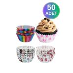 WAPPA 50 ADET Muffin Kağıdı Kek Kalıbı Desenli