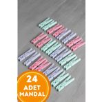 WAPPA Çamaşır Mandalı 24 Adet Mandal Plastik Çamaşır Mandalı