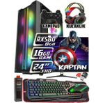 Warbox Kaptan 24" Monitör Xeon X5650 16GB Ram 256GB SSD 250GB HDD RX580 8gb Ddr5 E.kartı Gaming Takım Bilgisayar - Siyah - 24 inç