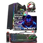 WarboX MONKEY Xeon X5650 16gb Ram 256gb Ssd 250gb Hdd RX580 DDR5 8GB E.Kartı 24" Monitör Gaming Takım Bilgisayar