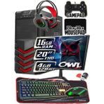 Warbox Owl 16GB Ram X5650 Işlemci 256GB SSD 250GB HDD R7 240-4GB E.kartı 20" Monitör Gaming Takım Bilgisayar - Siyah - 19 inç LCD Monitör