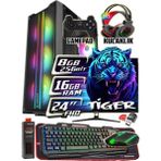 Warbox Tiger 8gb Ekran Kartı RX580 Ddr5 Xeon X5650 16GB Ram 256GB SSD 250GB HDD 24" Monitör Gaming Takım Bilgisayar - Siyah