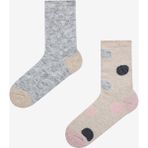 Warm Big Dot Bej 2li Soket Çorap - Standart - Ten