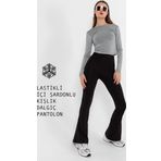 Warm bootcut geniş paça lastikli şardonlu kışlık dalgıç kadın pantolon