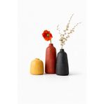 Warm Design 3'lü Porselen Dekoratif Vazo Seti Modern Boho Salon & Konsol Aksesuarı Sarı, Kırmızı, Siyah