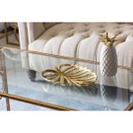 Warm Design Gold Yaprak Desenli Dekoratif Metal Tepsi 29X25 cm Sehpa Kahve Sunum Tepsisi Ev Dekoru