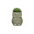Warm Design Gri Mıknatıslı Mini Baykuş Saksı Modern Salon Konsol Raf Ofis Dekoru Gri 7 x 10