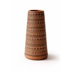Warm Design Siyah El Yapımı Terracotta Vazo Kabartmalı Modern Boho Dekor Salon Konsol Sehpa Dekoru Siyah, Kahverengi