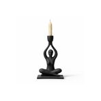 Warm Design Siyah Oturan Kadın Dekoratif Mumluk Modern Figürlü Biblo Salon Konsol Sehpa Masa Üstü Ev Dekoru Siyah 25 x 15