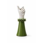 Warm Design Yeşil El Yapımı Seramik El Vazosu Vintage Salon Konsol Sehpa Dekoru Yeşil
