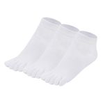 Warm-Han Ayak parmağı çorabı pamuk %99 Gr. %39-43/77 numara 44-46 Erkek Kısa Bilek yüksekliğinde Spor Ayakkabı Ayak Çorabı Erkek Beş Parmak Çorap M907, Beyaz x 3, 44-46