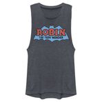 Warner Brothers BROS Batman Teen Robin Logolu Kadın Hızlı Moda Kolsuz Üst, Denim Blue Heather, L