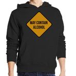 Warning Sign May İçeren Alkol Üniseks Pamuk Karışımı Kapüşonlu Sweatshirt Kapüşonlu Svetşört Kapüşonlu Svetşört Siyah X-Large