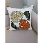 Warpella 45*45 Punch Bohem Tarzi Keten Üzeri Kırlent Kılıfı ,punch Kirlent Kilifi - 45 x 45 cm - Acem Lalesi Sarısı