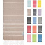 WASHUP%100 Pamuk EXTRA LARGE (90 x 180 cm) Peştemal Plaj Havlusu, OEKO-TEX Sertifikalı, Süper Yumuşak Deniz Havlusu, Hafif, Kum Tutmaz, Yıkanmış, Hızlı Kurur(Açık Kahve)