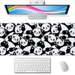 Wasica Sevimli Bebek Panda Büyük Oyun Mouse Pad, Oyun Mouse Pad Oyun 80 x 30 cm Mouse Mat Masa Pedi, Büyük Masa Matı, Kaymaz Tabanlı ve Dikişli Kenarlı Genişletilmiş Klavye Mousepad Masa Ev Ofis için