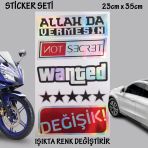 Wasted Hologram Yazi Otomobil Motosiklet Cam Uyumlu Coklu Oto Sticker - Hologram Etkili Set Cikartma