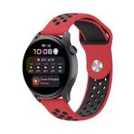 Watch 20mm Spor Delikli Kordon - Siyah-Kırmızı