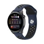 Watch 22mm Spor Delikli Kordon - Lacivert-Siyah
