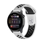 Watch 22mm Spor Delikli Kordon - Siyah-Beyaz