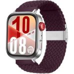 Watch Fit 3 / Fit 4 Uyumlu Solo Loop Örgü Kumaş Kordon – Metal Klipsli, Ayarlanabilir, Yumuşak ve Hafif Bileklik - Şarap Kırmızısı