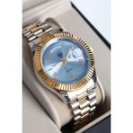 Watch of Royal Lumen Romanum Silver Gold Mavi Kol Saati