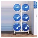 Water Jug Storage Rack,Water Jug RackWater Cooler Jug Rack, Portability Water Jug Stand 2/3 Tier Pure Water Bucket Storage Rack Large Capacity Double Row Placement for Home Kitchen Office (C (Whi