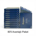 Waterman dolma kalem kartuşu Mürekkebi Mavi - Siyah 80 li Paket
