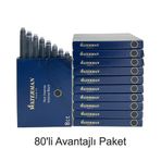 Waterman dolma kalem kartuşu mürekkebi siyah 80’li paket (S0110850)