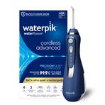 Waterpik Akülü Gelişmiş Su Flosseri, Diş Eti, Diş Eti, Diş Bakımı için Seyahat Çantası ve 4 Uçlu, ADA Kabul Edilmiş, Şarj Edilebilir, Taşınabilir ve Su Geçirmez, Mavi WP-563