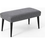 Waterybrook Bench Bank Puf - Keten - Siyah Ahşap Ayaklı - Retro Modern Tasarım & Dekoratif Sehpa - Açık Gri
