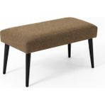 Waterybrook Bench Bank Puf - Keten - Siyah Ahşap Ayaklı - Retro Modern Tasarım & Dekoratif Sehpa - Kahverengi