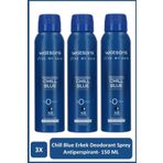 Watsons Chill Blue Deodorant Sprey Erkek Pudralı 3x150ml