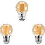 Watt Mini Top Ampul LED Filament G45 Amber Cam Rustik Ampul E27 Duy 2700K Amber Işık Rengi 3 Adet - Altın